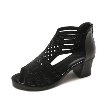 Sandaalid Naistele'sThick Kanna Naiste Shoes2021Summer Uus Stiil korea Versiooni Diamond Kõrged Kontsad Daamid Keskel kanna kala Suu Sandaalid