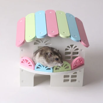 Värvikas Hamster Pesas Magab Maja Kodu Puidust Luksus Puur Lemmiklooma DIY Peidikusse Mängida Onn Mänguasi Väikeste Loomade Asjade Hamster Peidikusse