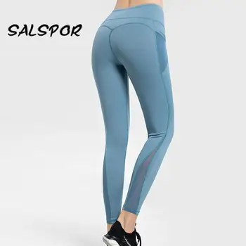 SALSPOR Sport Säärised Naiste Tasku Fitness Silma Segast Treening Legging Naiste Kõrge Vöökoht Activewear Seksikas Must Sportlik