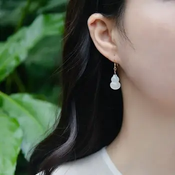 [Yongfu] Looduslik Hetian Jade Valge Jade Kõrvits 925 Hõbe Kõrvarõngad Trendikad Kõrvarõngad Exorcising ja Õnn Joonis EarringsEarHook