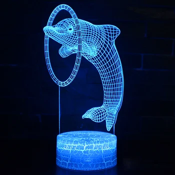 Chrismas 3D LED Dolphin Öö Valguses Remote/Touch Control 7/16 Värvi Muuta LED Tabel laualamp Lapsed Kingitus Kodu Kaunistamiseks D30