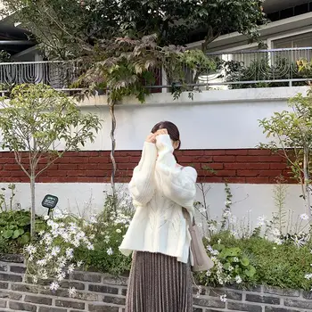 Korea stiilne Uus Talve Kampsun Naiste Pullover Tüdrukutele Tops Vintage Sügisel Elegantne Naiste Kootud Üleriided Soe Kampsun v-kaelus