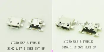 1000PCS B Tüüp Micro-USB-Liides 2.0 Emane Pesa laadimine Sadamas Jack Juhatuse Valamu 1.17 SMT SULATADA/KORTER SUU