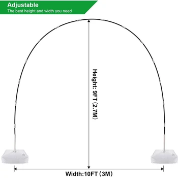 Õhupalli Arch Komplekt, 9FT Pikk & 10Ft Lai Reguleeritav Õhupalli Seista Komplekt koos Vee Fillable Baas ,50tk Õhupalli Klambrid