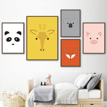 Abstraktne Fox Hirv Panda Lõuendile Maali Nordic Loomade Plakatid Ja Pildid Seina Art Pilte Lasteaed Kids Room Home Decor