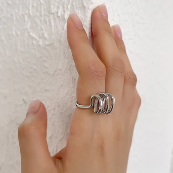 Silvology 925 Sterling Silver Spring Ringi Spiraal Rõngad, Naised Lihtne Avaldus, Loomingulist Paks Korea Rõngad Trendikas Ehteid
