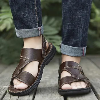 Mehhiko 2021 uued sandaalid meestele väljas suvi mood meeste sandaalid sussid naturaalsest nahast mugavad rand kingad