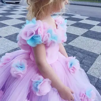 3D Lille Tüdrukute Kleit Baby Girl Toldders Õhtusöömaaeg Kleidid ja Pall Hommikumantlid Maha Õla Sünnipäeva Võistlused Pool Kleit