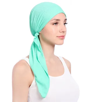Uus elastne puuvill värviga wrap peas, sall, Müts moslemi turban kapoti naiste Sisemine Hijab Müts mood naiste turbantes mütsid