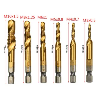 6tk/Set M3-M10 Kruvi Tap Drill Bits Hex Varre Küljest Kruvi Keere HSS Meetriline Tap Drill Bits Titanium Kattega Drill Bit Käsi-Tööriistad