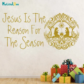 Jeesus On Põhjuseks, miks Hooaeg Jõulud Decal Festival Decor häid Pühi Aken, Eemaldatavad Vinüül Seina Kleebised BA121