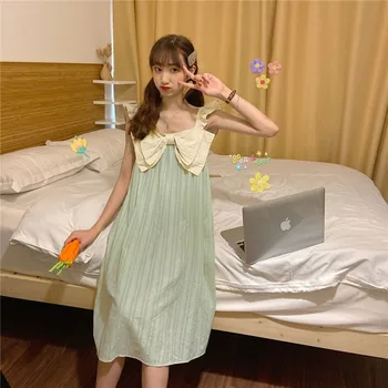 Naiste Suvine Pidžaama Komplekti Spagetid Rihm Plisseeritud Ruffles Trendikas Korea Seksikas Nightwear Tüdrukud Elegantne Lahti Sleepwear Mugav