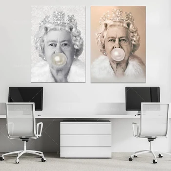 Bubblegum Kuninganna Seina Art Print Elizabeth II Põhjamaade Plakat Joonis Lõuendil Maali Seina Pildid elutuba Kaasaegse Kodu Decor