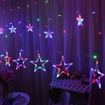 Kuu Tähte LED Kardin String Valgus Jõulud Muinasjutt Lamp, Pulmad, Puhkus Pere Aed Partei Teenetemärgi USA/EL/UK/AU Pistik