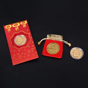 1 Tk 2021 Aasta Ox Mälestusmünte Õnnelik Hiina Suveniiride Laekuva Mündi Kodu Kaunistamiseks