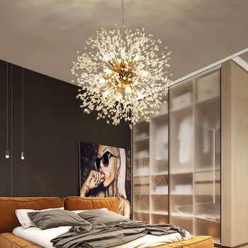Elutuba lambid ja laternate Nordic web kuulsus loominguline kaasaegne magamistuba soojust võilill ümmarguse kristall lühter