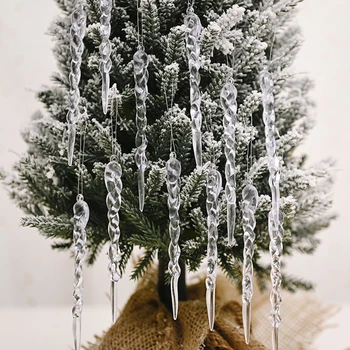 12tk 13cm Christmas Tree Teenetemärgi Simulatsiooni Jää Icicle Ornament Xmas Tree Rippuvad Võltsitud JÄÄ Poole Rippuvate Ripatsid Kerst Uus