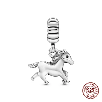 Reaalne 925 Sterling Hõbe Zodiac Hobune Sobib Originaal 3mm Käevõru&Käevõru Naistele Sünnipäeva Ehted Kingitus