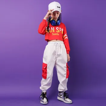 Lapsed Kontsert Hip-Hop tantsu Riided Dressipluus Saagi Tops Särk Taktikaline Cargo Püksid Girl Tantsu Kostüüm Riided Streetwear