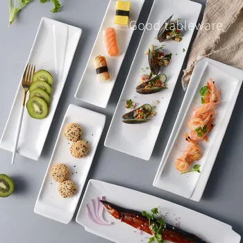 Keraamilised sushi plaat, Jaapani-stiilis, ristkülikukujulise kala plaat -, majapidamis-puhas valge lääne-toit, külmad toidud, kanatiivad, suupisted