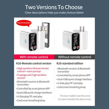 Uus 5.0 Bluetooth Dongle-Vastuvõtja, Saatja Juhtmeta Stereo-Audio-Adapter-TF/U Disk Play USB-Kiire Laadimine Smart APP Kontrolli