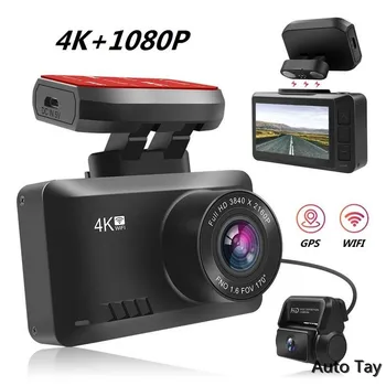 Kriips Cam Car DVR Kaamera Full HD 4K 1080P Drive Video Recorder Registrator Auto Armatuurlauale 1296P Dual Dashcam Must Dvr Kast