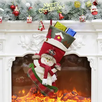 Jõulud Xmas Tree Rippus Pool Puu Decor Santa Parempidises Sokk Kingitus Candy Kotid Puu Ornament Kaunistused Xmas Sokid