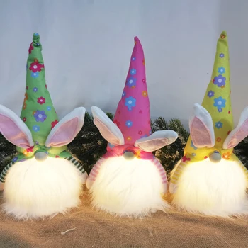 Lihavõtted Alalise Jänku Gnome LED Valgus Küülik Nukk Lihavõtted Näota Nukk Palus Kääbus Kodu Poole Kaunistused Kids Mänguasi Kingitus