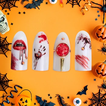 2020. Aasta Uus Halloween Bloody Nail Art Vee Kleebised Kleebised Isekleepuv Üleandmise Küünte Kleebised Õudus Küünte Kleebis