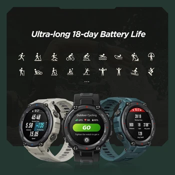 Uus Amazfit T-rex Trex Pro T-Rex GPS Väljas Smartwatch Veekindel 18-päeva Aku Eluiga 390mAh Smart Vaadata Android, iOS Telefoni