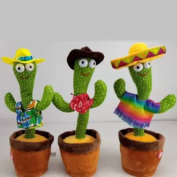 LED Elektrilised Nukk Laulab Muusika Tantsu Raputada süttib Cactus Kuju -, Plüüš-Mänguasi, Tants Taim Lastele inglise keelt Laulude Õppimine Mänguasi