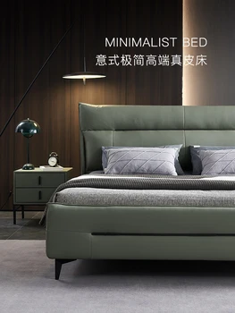 2021 uus voodi topelt 2m x 2m suur voodi, magamistoa pulm voodi, kaasaegne itaalia minimalistlik kerge luksuslik nahast voodi