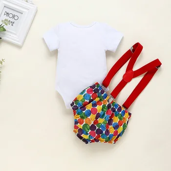 Laste 2tk SUmmer Set Imiku Baby Lühikesed Varrukad Number Print Necktie T-Särk+Dot Rihmad Pant Kid ' s Casual Riided 0-18M