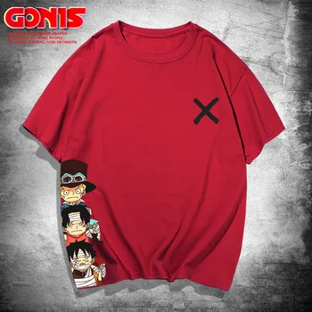 COFUN Anime Luffy Ace Sabo Lapsepõlve Trükitud Puuvillane T-särk Harajuku Unisex Tees