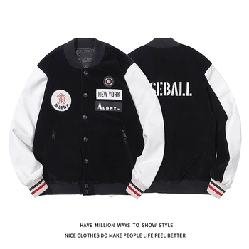MLBNY embroid Velcro Kinni Riie Velvetist Nahast Ümbris Naiste Baseball Jacket Meeste Mantel Kevadel ja Sügisel&Talvel Unisex