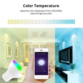 Wifi Smart Gu10 LED Lamp Tähelepanu keskpunktis Tuya/smart Elu APP 4W RGBCW DIY Värvi hääljuhtimine Tööd Alexa Google Kodu
