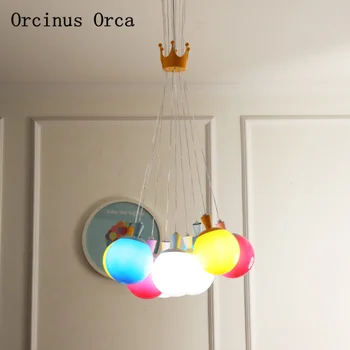 Cartoon loominguline värvi õhupalli lühter Tüdruk, Magamistuba, laste tuba lamp Põhjamaade kaasaegne kompaktne LED-Lühter palli