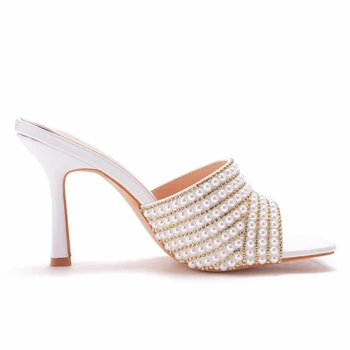 Naiste Pulm Kingad Pearl Diamond Kõrged Kontsad Suve Sandaalid Stiletto Sussid Kõnniteed Platvorm Strippar