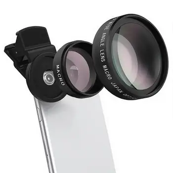 2 in 1 Universal 37mm 0.45 X 49UV lainurk-Makro mobiiltelefoni Kaamera Objektiivi Kit