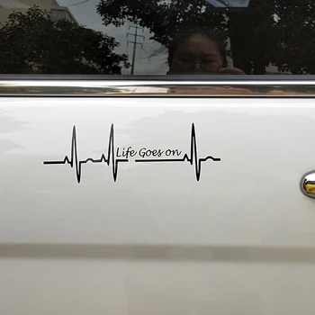 Auto Kleebis Heartbeat Trackpad Elu on Endiselt Ilus Decal Must Hõbe 17.5 cm * 5.8 cm