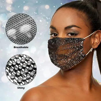 Uus Seksikas Crystal Näo Mask Kive Mood 2020 Kostüüm Ehted Naistele Glitter Suu Mask Teesklus Pool Ööklubi