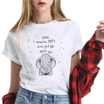 Disney Cartoon Dumbo Elephant Graafiline Print T-särk Uus Naiste Suve Mood Tshirt Tee Harajuku Esteetiline Top Unisex T-Särk