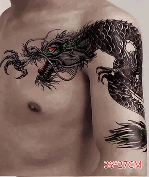 Veekindel Ajutine Tätoveering Kleebis vägev Suur Suurus Hiina Stiilis Dragon Tagasi Käe Võltsitud Tatto Flash Tätoveering Keha Kunst Mehed Naised