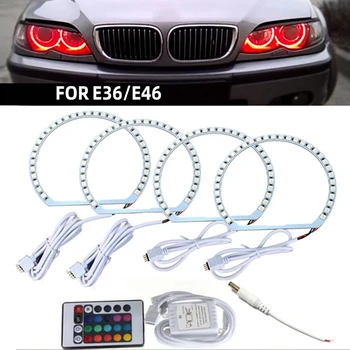 Eest-BMW 3 5 7 E36 E38 E39 E46 Projektor Tarvikud Esitulede Multi-Värviline RGB LED Angel Eyes Halo Ring Kaugjuhtimispult