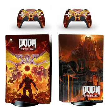 Doom PS5 Disc Edition Naha Kleebis Playstation 5 Konsool Ja 2 Kontrollerid Vinüül Decal Kaitsva Nahad Stiil 4