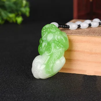 Natural White Green Jade Pixiu Ripats Kaelakee Hiina Käsitsi Nikerdatud Võlu Ehted Amulett Mood Tarvikud Mehed Naistele Kingitusi