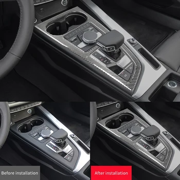 Carbon Fiber Auto Kontrolli käiguvahetuse Kasti Paneel Vee topsihoidja Raami Kaas - A4 B9 2017-2019 Auto-Stling