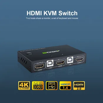 HDMI-KVM Switcher 4K 2 in 1 out KVM Switcher Klaviatuur, Hiir USB Jagatud Kuva Sünkroonimise Controller USB KVM Switch