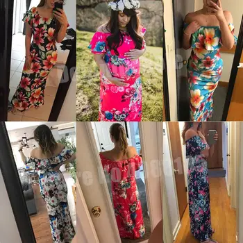WHEREISART Seksikas Maha Õla Maxi Kleit Naistele Kevad Vabaaja Streetwear Hawaii Lilled Prindi Kihiline Ruffle Vestidos