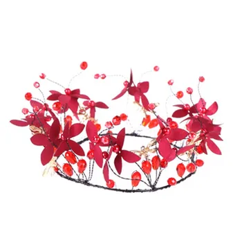 Vintage Must Vask Peapaelad Punased Lehed Kristall-Lill Ring Tiaras Väike Kroonid Naiste Hairbands Pulmad Pruudi Juuksed Ornament